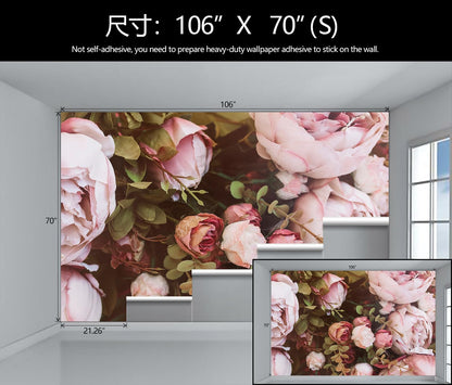 Large Peony Floral Wallpaper Girls Bedroom Pink Rose Flower Wall Mural (Not Peel and Stick)
