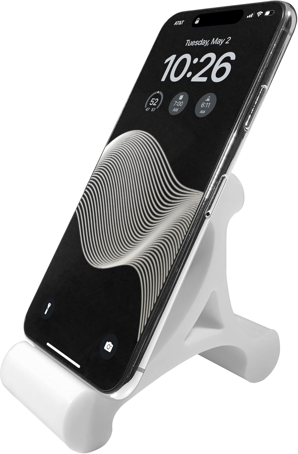 Skalene Phone Stand - 100% Silicone Rubber, Adjustable Phone Holder, Prop, Rest - Desk, Office, Home, Kitchen Accessory (Arctic White)