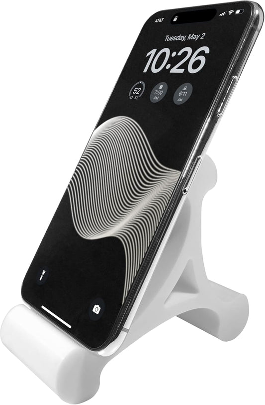 Skalene Phone Stand - 100% Silicone Rubber, Adjustable Phone Holder, Prop, Rest - Desk, Office, Home, Kitchen Accessory (Arctic White)