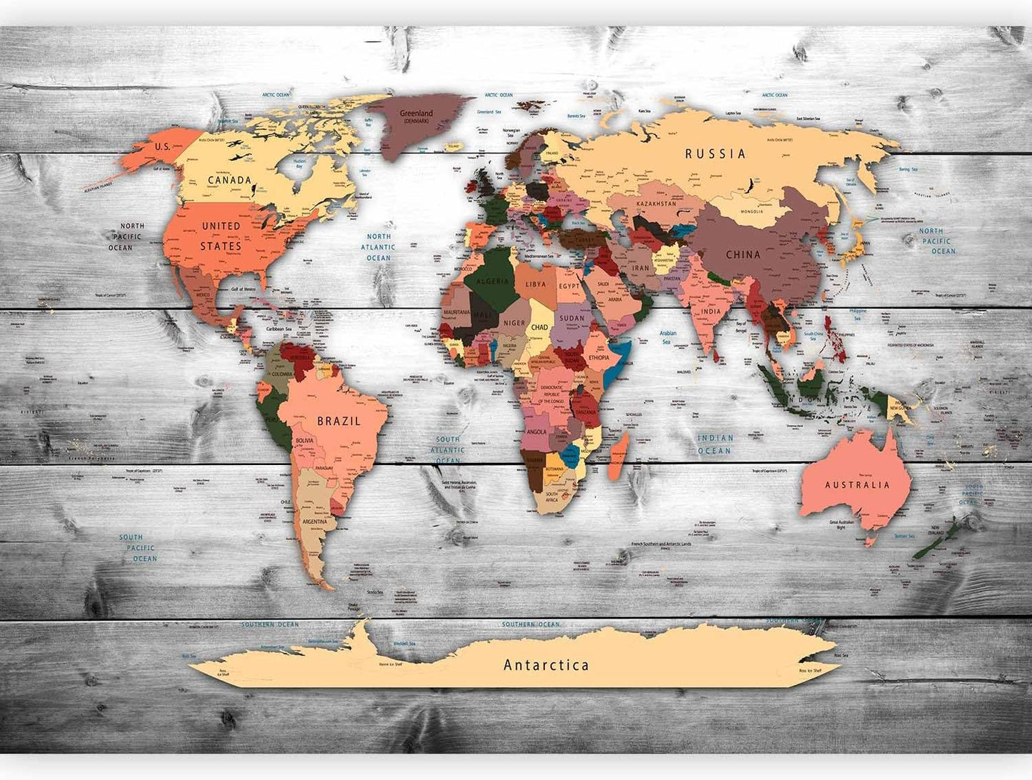 artgeist Premium Wall Mural World Map 79x55 in - XXL Non-Woven Wallpaper Fleece Wall Decor Photo Print Picture Image Design Home Map of The World k-B-0009-a-c
