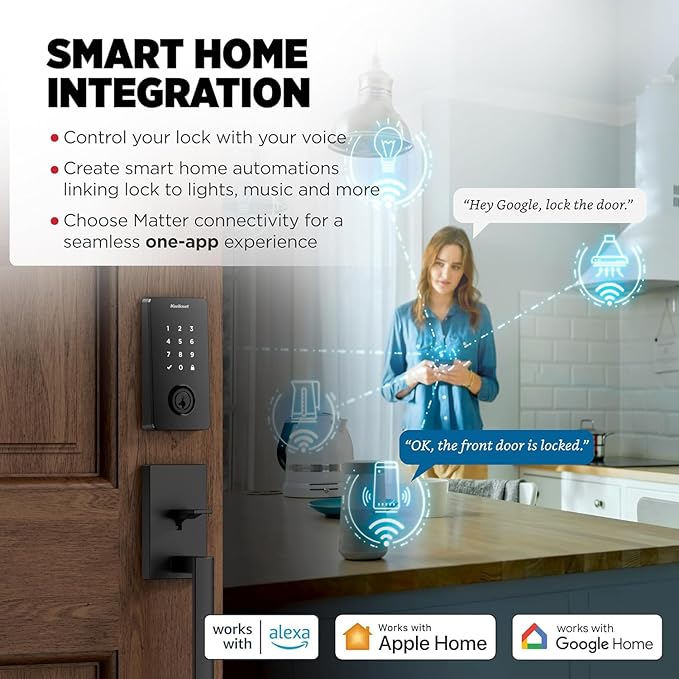 Kwikset Halo Select Smart Lock Keyless Entry Door Lock Wi-Fi and Matter Enabled Deadbolt No Hub Needed, Geofence Auto-Unlock, Grade AAA Certified, Easy Install, Matte Black Lifetime Finish Warranty