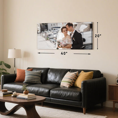 Personalized Custom Canvas Prints with Your Photos & Text, Customized Picture Print, Transform Own Images Into Framed Wall Art Digitally Printed Photo to Canvas, Keepsakes Gifts for Family 32x16’’