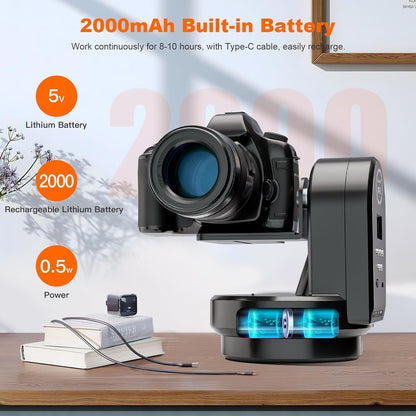 Soonpho M2 Motorized Rotating Panoramic Tripod Head, Remote Control Pan Tilt Head with Remote Control and Mobile Phone Clip for DSLR Cameras, Camcorders, Smartphones, Tripod,