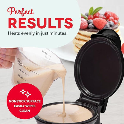 Dash Mini Maker Griddle - Compact Griddle for Creative Homemade Treats - Nonstick Surface, Quick Heat-Up System & Space-Saving Design - Black