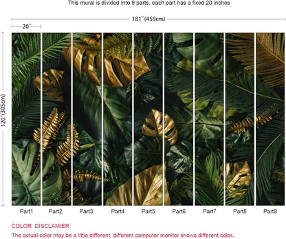 Tropical Wallpaper Jungle Banana Leaf Wall Mural Wallpaper for Living Room (Not Peel n' Stick)