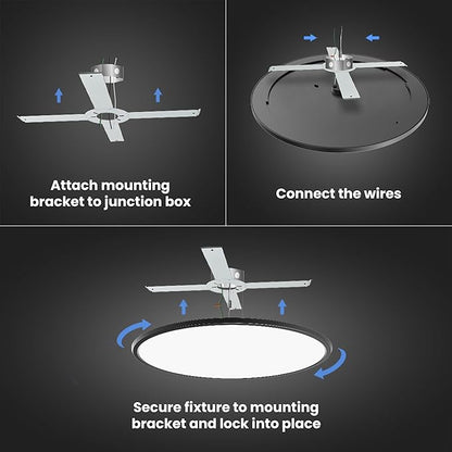 Feit Electric 25in Selectable White Ceiling Light, 2500 Lumens, 5 Color Temperatures (2700K-6500K), Dimmable, 36W Flush Mount, Perfect for Office, Kitchen, and Living Spaces, FM25LP6WYBK