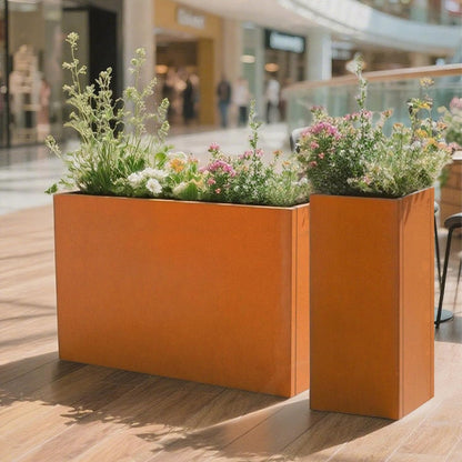 Galvanized Steel Metallic Heavy Planter for Outdoor Plants Metal Outdoor Planter Spliced Flower Box with Partitions for Outside,Indoor,Garden (Corten, 30 * 12 * 24)