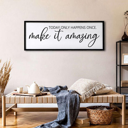 Today Only Happens Once Make It Amazing Framed Wall Art, 40''×15'' Rustic Religious Christian Lords Prayer Sign for God Jesus Christ Prayer, Horizontal Holy Inspirational Catholic Scripture Decor