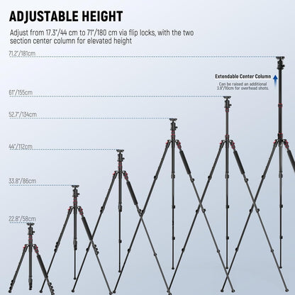 NEEWER Basics Camera Tripod Monopod, 71" Aluminum Heavy Duty Portable Travel DSLR Cell Phone Stand with 360° Ball Head Cellphone Holder Mount Compatible with iPhone for Filming Video Recording, TP15