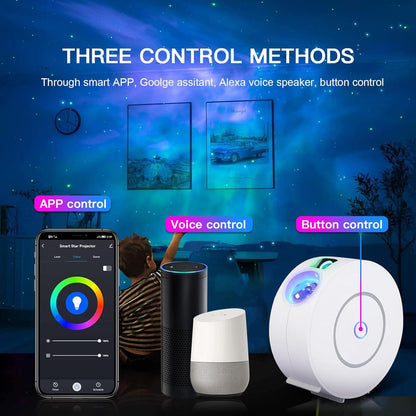 Star Projector, Galaxy Projector for Bedroom, Smart APP & Voice Control Galaxy lamp, Compatible with Alexa & Google Home, for Kids Adults Bedroom,Room Decor,Game Room,Party (White Round)
