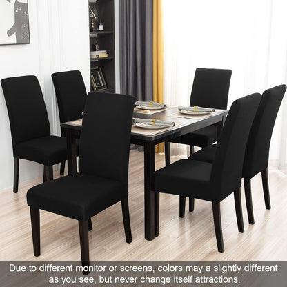JQinHome Dining Chair Covers Dining Room Chair Slipcovers, 2 Pack High Stretch Removable Washable Parsons Chair Slipcover for Home Party Hotel Wedding Ceremony (Black)