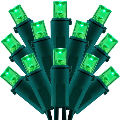 200 Count Green Wide Angle LED Christmas Lights, 66 ft Green Wire UL Certified Commercial Grade 5mm Holiday String Light Set (Green)