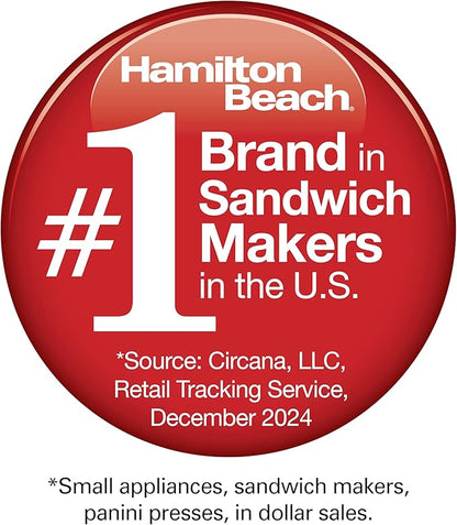 Hamilton Beach Breakfast Sandwich Maker with Egg Cooker Ring, Customize Ingredients, Perfect for English Muffins, Croissants, Mini Waffles, Perfect White Elephant Gifts, Coral (25483)