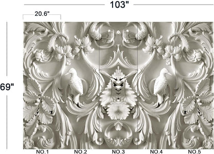 White Gypsum Art Wall Mural Wallpaper for Bedroom 103" x 69"