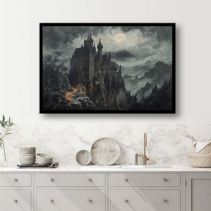 JFHCQJPK Vintage Castle Poster Dark Academy Victorian Gothic Castle Wall Art Poster Moody Mystical Art Print Suitable for Home Living Room Bedroom24x36in Metal blackFramed