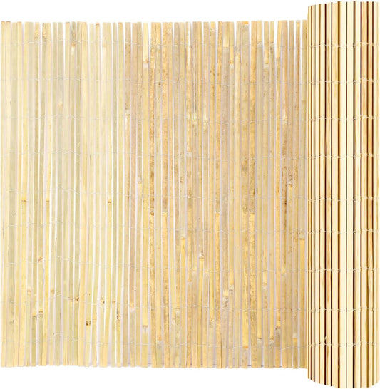 VEVOR Natural Bamboo Fence Privacy Screen, Eco-Friendly Decorative Bamboo Slat Fence, 6 ft H x 13 ft L Panel, for Garden, Backyard, Balcony, Patio, Pool Side