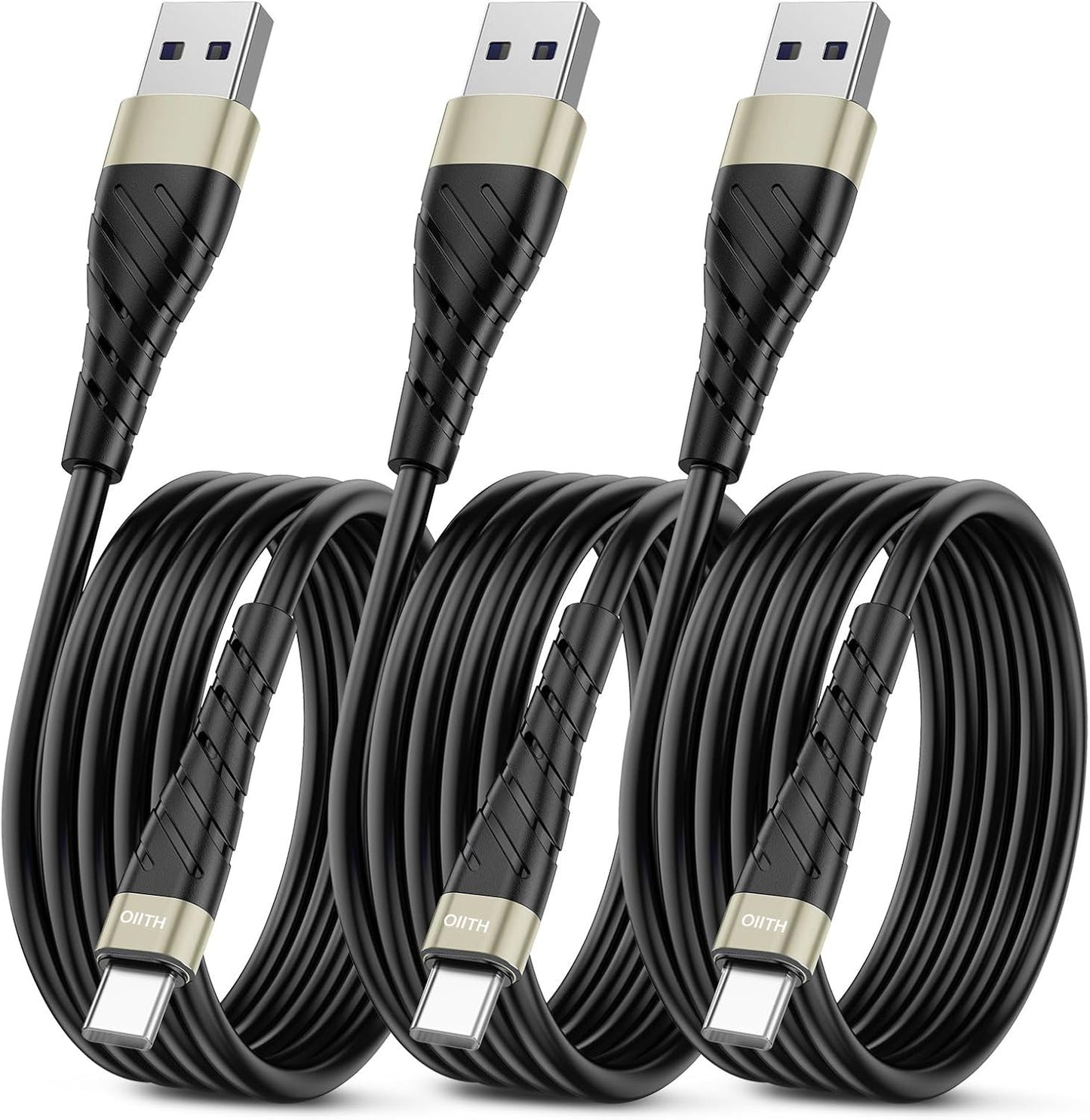 OIITH USB C Cable, USB A to USB C 3A Fast Charging (10FT 3Pack) Phone USB Type-C Charge Cable Android Charge Cord USB C Charger Cable for iPhone 15 Plus/Pro/Pro Max/Samsung/Pad/Laptop/LG/-Gold