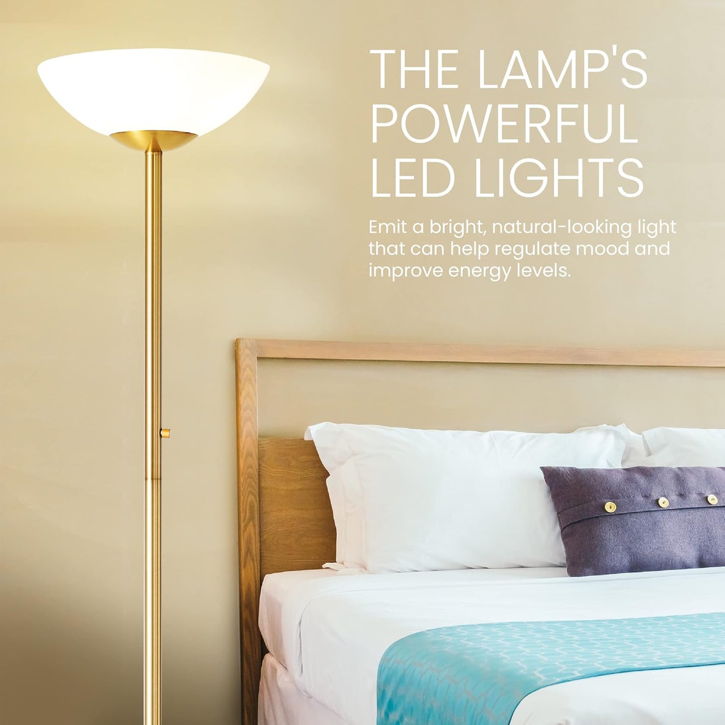 Super Bright Floor Lamp 8000LUMEN - DIMMABLE 30K Energy-Efficient Standing Lamp with Cement Base, for Living Room and Bedroom - Matte Finish, Modern and Elegant Design (White)