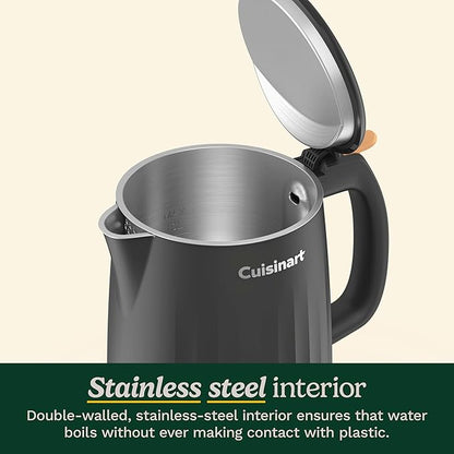 Cuisinart Soho 1-Liter Double Wall Electric Hot Water Kettle, Tea Kettle with Stainless Steel Interior, One Touch Operation to Boil Water for Tea, Hot Cocoa, or Instant Oatmeal, CK-10BK, Black