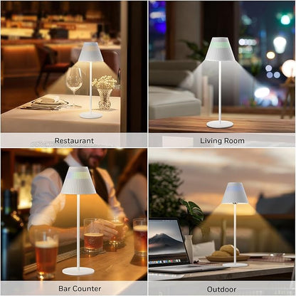 Rechargeable Table Lamps, LED Cordless Lamp with 5200mAh Battery Operated Portable M1 Sunturalux Dimmable 4Color 9RGB Touch Control Bedside Night Light for Patio Restaurant Home Dinner Dining Kitchen