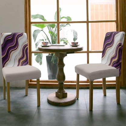 4 Pcs Dining Chair Covers Stretch Spandex Slipcovers Purple Marble Gold Inlay Removable Washable Dining Room Seat Cover Cushion Protector for Home Hotel Banquet Decor Abstract Geometric Stripes