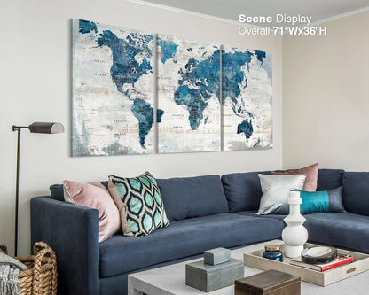 Wall Decor Living Room Home Office Wall Art Framed Blue Home Decor Large Picture House Decorations Dining Room Painting