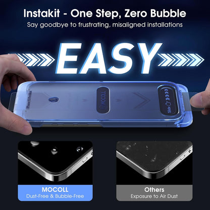 MOCOLL Anti-Blue Light Screen Protector for iPhone 15 Pro – 9H Tempered Glass, Eye Protection, HD Clarity, Anti-Fingerprint, Easy Installation
