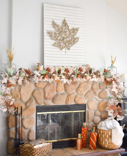 Lvydec 2 Pack Fall Maple Garland - 5.9ft/Piece White Artificial Fall Foliage Garland Colorful Autumn Decor for Home Wedding Party