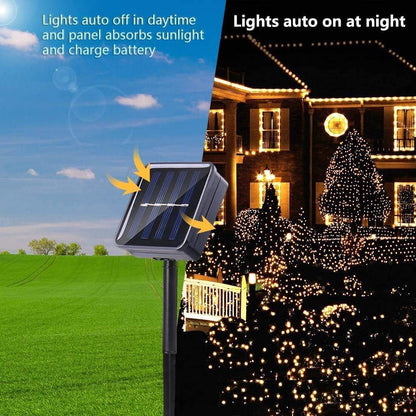 Joomer Solar Christmas Lights Outdoor, 4 Pack Total 156FT 400LED 8 Lighting Modes Solar String Lights Waterproof Fairy Tree Lights for Garden Yard Patio Christmas Decoration (Warm White)
