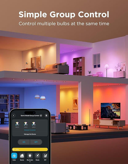 Govee BR30 Smart Light Bulbs, Works with Matter, Alexa and Google Assistant, LED Light Bulb, WiFi RGBWW Color Changing Flood Light Bulbs, Recessed Can Light Bulb, 2.4Ghz only, 850 Lumen, 4 Pack