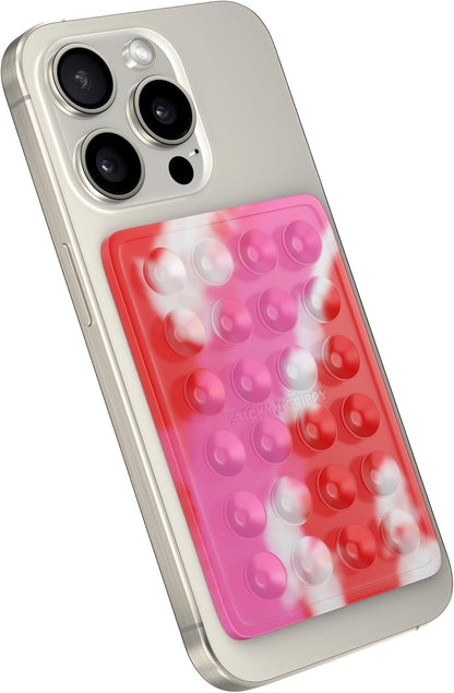 Suction Phone Case Mount, Sillicon Adhesive Phone Accessory for iPhone and Android, Hands-Free Fidget Toy Mirror Shower Phone Holder, Tiktok Videos and Selfies (Pink Candy)