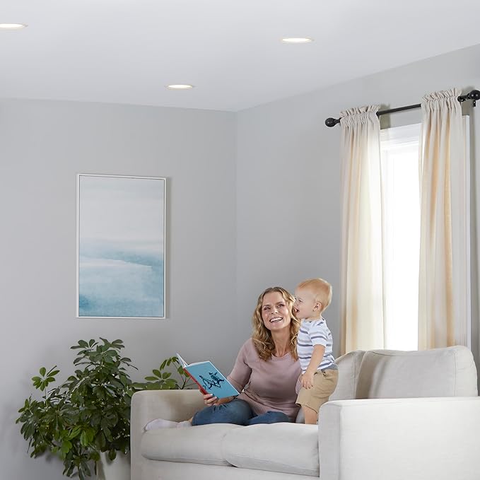 Amazon Basics Smart BR30 LED Light Bulbs for Bedroom Living Room, Dimmable Soft White (2700K), 9W (60W Equivalent), 800LM, Voice Control, Works with Alexa Only, 2.4 GHz Wi-Fi, No Hub Required, 4-Pack