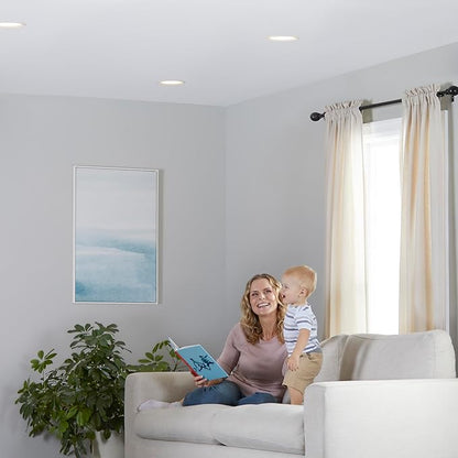 Amazon Basics Smart BR30 LED Light Bulbs for Bedroom Living Room, Dimmable Soft White (2700K), 9W (60W Equivalent), 800LM, Voice Control, Works with Alexa Only, 2.4 GHz Wi-Fi, No Hub Required, 4-Pack