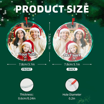 Personalized Christmas Ornaments 2025 Glass Custom Ornament Xmas Photo Ornament Customized Gifts Round