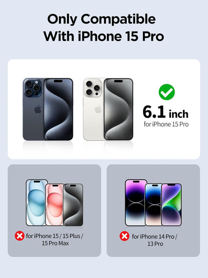 Compatible for iPhone 15 Pro Privacy Screen Protector Tempered Glass 6.1 Inch, Pink Gradient Anti Spy Anti Blue Light HD Easy Installation