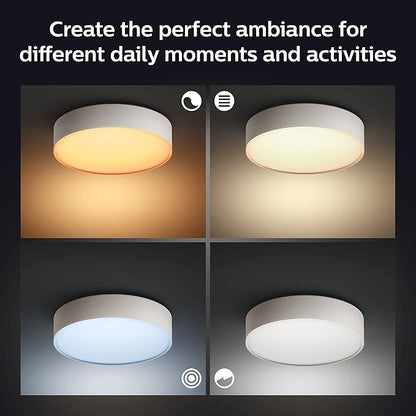 Philips Hue Enrave Large Ceiling Lamp, White - White Ambiance Warm-to-Cool White Smart LED Light - 1 Pack - Control with Hue App - Compatible with Alexa, Google Assistant, and Apple Homekit