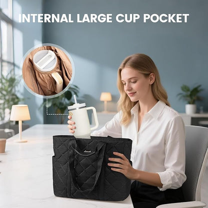 LOVEVOOK Tote Bag for Women,Light Puffer Tote Bag with Multi-pockets,Stylish Carry on Laptop Bags for Daily,Travel,Work,Gym | with Multi-pockets, Stylish, Carry on, for Daily, Travel, Work