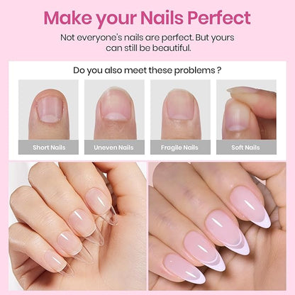 Beetles Medium Almond Nail Tips 576pcs 12 Sizes, Pre-Etched Soft Gel Nail Tips Half Matte Full Cover Press on False Nail Tips Clear Acrylic Nails Glue on Nails DIY Nail Extension Gift for Women
