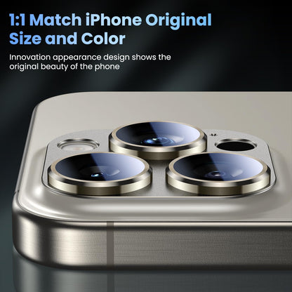 Uyiton Compatible with iPhone 16 Pro/iPhone 16 Pro Max Camera Lens Protector - [Not Easy to Break][Strong Adsorption][Case-Friendly] Metal Tempered Glass Rear Camera Screen Cover - Natural Titanium