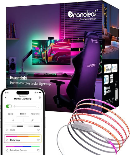 Nanoleaf RGBW Lightstrips with Matter, 16.4ft 50 Color Zones Bluetooth & WiFi Smart LED Strip Lights Work with Apple Home, Google Home, LED Lights for Bedroom, App & Voice Control