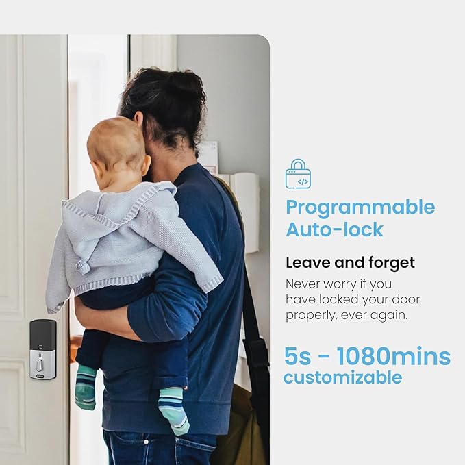 Lockly Access Touch, 3D Biometric Fingerprint Sensor, Retrofit Smart Lock, Turn Any Deadbolt Into a Smart Lock (Satin Nickel)