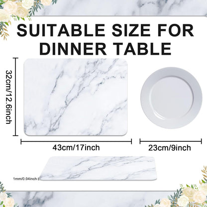 Marble Plastic Placemats Set of 6 Marbles Table Mats Marble Theme Place Mats Wipe Clean Washable Recyclable Table Placemats for Indoor Outdoor Heat Resistant Kitchen Dining