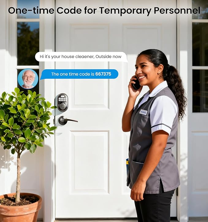 Veise Keyless Entry Door Lock with 2 Lever Handles - Electronic Keypad Deadbolt, Auto Lock, Back Lit & Easy Installation Design, Front Door Handle Sets, Oil Rubbed Bronze