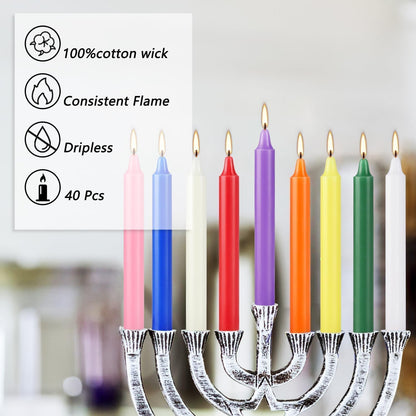 40 Pack Assorted Color Spell Chime Candles, 4 Inch Mini Taper Candles for for Home Decor Kitchen Decor Wedding Decoration-10 Colours