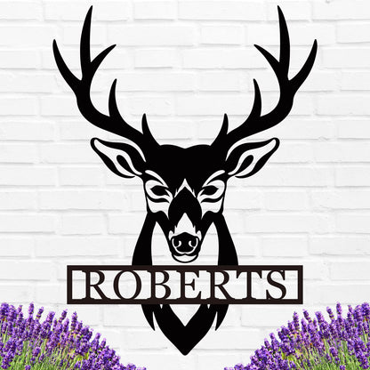 Personalized Deer Head Metal Sign | Christmas Deer | Custom Metal Deer Sign | Deer Antlers Sign | Outdoor Wall Decor | Last Name Sign | Deer Monogram | Wall Decor Rustic Home | Housewarming Gifts
