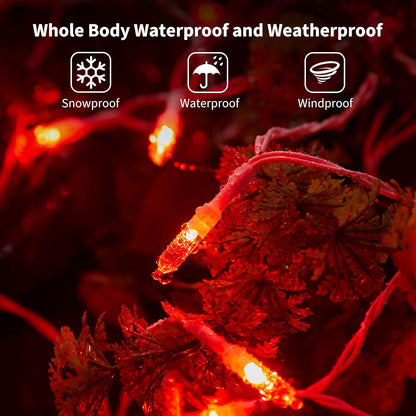 Red String Lights Battery Operated, 4 Pack 8 Feet 20 LED String Lights with 8 Modes Waterproof Tree Lights for Outdoor Indoor Holiday Party Garden Tree Decorations