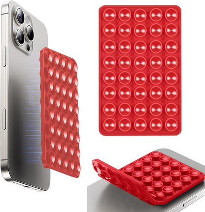 Suction Phone Mount Double Sided Octo Buddy for MagSafe Case, Silicone Sticky Grip Secure Holder for iPhone, Hands-Free Taking Photo/Recording Video/Live Streaming for Instagram Influencer（red）