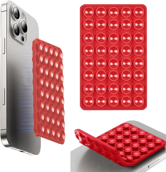 Suction Phone Mount Double Sided Octo Buddy for MagSafe Case, Silicone Sticky Grip Secure Holder for iPhone, Hands-Free Taking Photo/Recording Video/Live Streaming for Instagram Influencer（red）