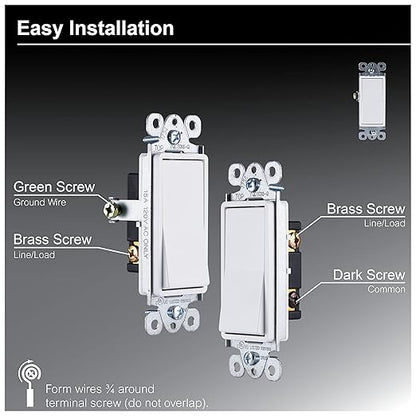 GE 3 Way Designer Rocker On/Off Switch - White