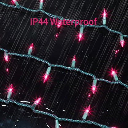 Green Wire, Pink Incandescent Bulb 300 Mini String Lights for Indoor Christmas Tree Garland Birthday Wedding Party Festival Decoration